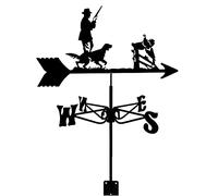 TIECHUINIUB Girouette chasseur et chien en métal avec indicateur de direction du vent pour jardin, patio, cour, décoration de jardin, coq