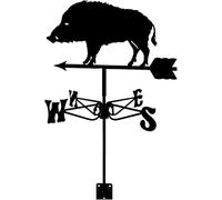 TIECHUINIUB Girouette en forme de sanglier - En acier inoxydable - Noir satiné - Pour cour, jardin, extérieur
