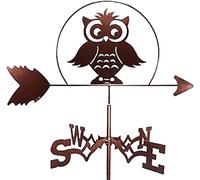 TIECHUINIUB Girouette en métal en forme de chouette en acier inoxydable avec indicateur de direction du vent pour toit, jardin, terrasse, accessoires de décoration