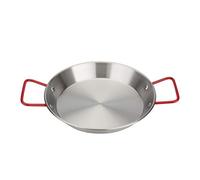 TIECHUINIUB Poêle à paella professionnelle antiadhésive en acier inoxydable, poignées anti-brûlures, universelle pour toutes sources de chauffage pour maison, hôtel, restaurant - rouge - 32 cm