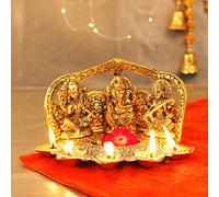 TIED RIBBONS Ganesh Lakshmi Saraswati Statue de dieu hindou en métal pour pendaison de crémaillère Pooja Mandir | Décorations de Diwali pour maison