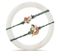TIED RIBBONS Lot de 2 bracelets Raksha Bandhan Rakhi pour frère Rakhi | Rakhi pour Bhaiya | Fil Rakhi - Rakhi pour frère Lot de 2 Rakhi | Mini carte de vœux | Roli Tika, 13 inch Approx, Soie, Pas de