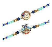TIED RIBBONS Rakhi for Brothers Lot de 2 Rakhi avec carte de vœux et Roli Tika - Bracelet Raksha Bandhan Rakhi pour frère Rakhi 2 ensembles Rakhi pour fil Bhaiya Rakhi