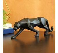 TIED RIBBONS Sculpture géométrique moderne de panthère noire Jaguar - Figurine d'animal - Article de décoration pour la maison, le salon, la chambre à coucher, la table (10,1 x 26,6 cm), résine