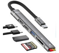 TIEDXIOY Hub USB C 5 en 1, adaptateur multiport USB C avec prise USB C PD et prise Heaphone, USB 3.0 OTG, lecteur de carte SD/TF pour iPhone 15/16, MacBook Camera, iPad Pro, iMac, Dell, HP, ASUS,