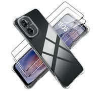 Tieeyivv Coque pour Motorola Moto G55 5G Cover + Verre Trempé Protection écran Film Transparent Soft TPU Housse Etui Antichoc Housse avec Protège-écran