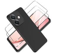 Tieeyivv Coque pour Oppo A40/A40m/A60 5G Cover avec Verre Trempé Protection écran Film Matte Etui Souple Flexible en Premium TPU, Antichoc, Anti-dérapante Noir Coque pour Oppo A40/A40m/A60 5G