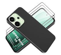 Tieeyivv Coque pour Oppo Reno 14 5G Cover avec Verre Trempé Protection écran Film Matte Etui Souple Flexible en Premium TPU, Antichoc, Anti-dérapante Noir Coque
