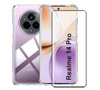 Tieeyivv Coque pour Realme 14 Pro 5G Case + Verre Trempé Protection écran Film Transparent Soft TPU Cover Housse Etui Antichoc Housse avec Protège-écran