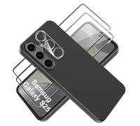 Tieeyivv Coque pour Samsug Galaxy S25 Cover + Verre Trempé Protection écran Film+ Caméra Arrière Protecteur,Soft TPU Housse Etui Antichoc Housse avec Protège