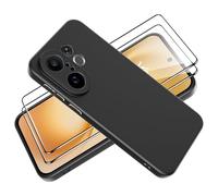 Tieeyivv Coque pour Vivo X200 FE Cover avec Verre Trempé Protection écran Film Matte Etui Souple Flexible en Premium TPU, Antichoc, Anti-dérapante Noir Coque