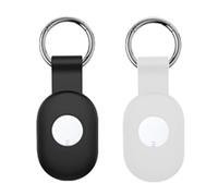 Tieeyivv Coque pour Xiaomi Smart Tag avec Boucle en Métal, Silicone Souple pour Une Protection Intégrale, Antichoc et Antidérapant, Lot de 2 - Blanc + Noir