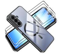 Tieeyivv Magnétique Coque pour Samsumg Galaxy A17 Cover + Verre Trempé Protection écran Film Transparent Soft TPU Housse Etui Antichoc Housse avec Protège-écran Case