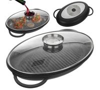 Tiefe Granit-Grillpfanne mit Deckel GRANDE 43x28x6 cm