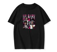 TIEGUAN Lil Baby Graphic Summer T-Shirt Black XL