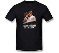 TIEGUAN Man Titanic Movie Poster Jack and Rose Mercerized Cotton Tshirts Black Black S