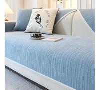 Tielag Housse de canapé en chenille douce - Antidérapante - Pour canapé sectionnel en forme de U et en L - Pour canapé sectionnel 1, 2, 3 4 places, bleu A - 110 x 240 cm