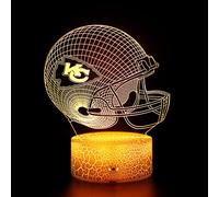 Tieliper Cute Chiefs Lampe de nuit visuelle 3D LED Veilleuse avec télécommande 16 couleurs Décoration de chambre Lampe de table Cadeaux d'anniversaire pour enfants KC Hommes Femmes 2