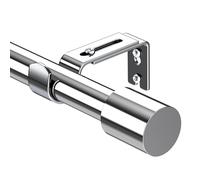 Tiemlet Tringle à rideaux extensible en métal argenté avec embouts cylindriques, réglable de 72 cm à 235 cm, pour rideaux à œillets pour chambre à coucher, chambre d'enfant, salon, salle de bain