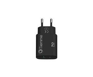 Tiemme Chargeur Secteur 1 Port USB-A + 1 Port USB-C 20W (Noir)