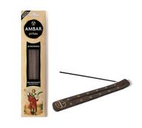 TIENDIFY Lot de 20 bâtons d'encens ambre naturel avec porte-encens, idéal pour la méditation, la relaxation et l'aromathérapie à la maison (Saint Pancratie)