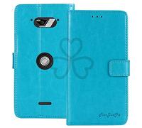 TienJueShi Bleu Flip Retro Support à Rabat Cuir Housse Coque pour Crosscall Core-M4 M4 GO 5 inch Étui Cas Couverture Protecteur Case Portefeuille Cover