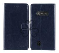 TienJueShi Bleu Fonce Flip Retro Support à Rabat Cuir Housse Coque pour Doro 5860 5862 2.4 inch Étui Cas Couverture Protecteur Case Portefeuille Cover