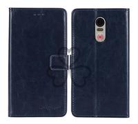 TienJueShi Bleu Fonce Flip Retro Support à Rabat Cuir Housse Coque pour Swissvoice s510-C s510-M 5 inch Étui Cas Couverture Protecteur Case Portefeuille Cover