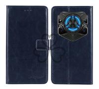 TienJueShi Bleu Fonce Flip Retro Support à Rabat Cuir TPU Silicone Housse Coque Étui Cas Couverture Protecteur Case Portefeuille Cover pour DOOGEE Blade 20 Play 6.6 inch