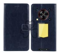 TienJueShi Bleu Fonce Flip Retro Support à Rabat Cuir TPU Silicone Housse Coque Étui Cas Couverture Protecteur Case Portefeuille Cover pour Oukitel WP56 5G 6.8 inch
