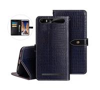 TienJueShi Bleu foncé Luxe Cuir Housse Case pour Konrow Just5 5 inch Coque Étui Cas Couverture Protecteur Cover Premium Portefeuille