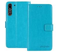 TienJueShi Blue Flip Retro Support à Rabat Cuir Housse Coque pour Doro 8080 5.7 inch Étui Cas TPU Silicone Couverture Protecteur Case Portefeuille Cover