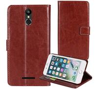 TienJueShi Brun Flip Premium Retro Business Book Stand Cuir Housse Coque Etui Cas Couverture Protecteur Case Cover Skin pour Logicom ID bot 53 5 inch