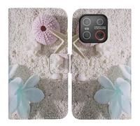 TienJueShi Etoile de mer Support à Rabat Coque Étui Couverture Protecteur Housse Case Portefeuille Cover Cas Cuir Emporia Smart.7 5.45 inch
