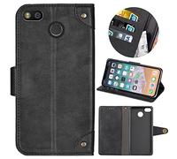 TienJueShi Étui TPU Silicone Couverture Noir Cuir Housse Coque pour Fairphone 3 5.65 inch Fentes Cartes Rabat Portefeuille Cover Case