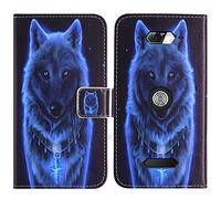 TienJueShi Loup Support à Rabat Coque Étui Couverture Protecteur Housse pour Crosscall Core m5 4.95 inch Case Portefeuille Cover Cas Cuir