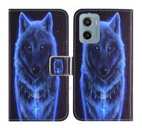 TienJueShi Loup Support à Rabat Coque Étui TPU Silicone Couverture Protecteur Housse Case Portefeuille Cover Cuir pour Motorola Moto G05 4G E15 6.67 inch