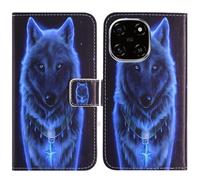 TienJueShi Loup Support à Rabat Coque Étui TPU Silicone Couverture Protecteur Housse Case Portefeuille Cover Cuir pour Blackview Color 6 6.67 inch