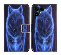 TienJueShi Loup Support à Rabat Coque Étui TPU Silicone Couverture Protecteur Housse Case Portefeuille Cover Cuir pour Fairphone 6 Gen.6 6.31 inch