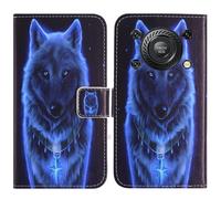 TienJueShi Loup Support à Rabat Coque Étui TPU Silicone Couverture Protecteur Housse Case Portefeuille Cover Cuir pour Oukitel C60 Pro 6.88 inch