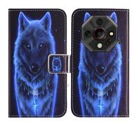 TienJueShi Loup Support à Rabat Coque Étui TPU Silicone Couverture Protecteur Housse Case Portefeuille Cover Cuir pour Ulefone Armor X16 6.56 inch