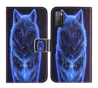 TienJueShi Loup Support à Rabat Coque Étui TPU Silicone Couverture Protecteur Housse pour Alcatel 1S 2021 6.52 inch Case Portefeuille Cover Cuir