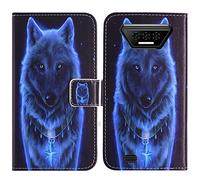 TienJueShi Loup Support à Rabat Coque Étui TPU Silicone Couverture Protecteur Housse pour DOOGEE S41 Pro 5.5 inch Case Portefeuille Cover Cuir