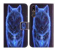TienJueShi Loup Support à Rabat Coque Étui TPU Silicone Couverture Protecteur Housse pour Doro 8062 5.7 inch Case Portefeuille Cover Cuir