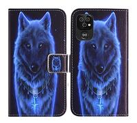 TienJueShi Loup Support à Rabat Coque Étui TPU Silicone Couverture Protecteur Housse pour Doro 8100 8110 Plus 6.008 inch Case Portefeuille Cover Cuir