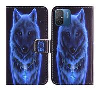 TienJueShi Loup Support à Rabat Coque Étui TPU Silicone Couverture Protecteur Housse pour Xiaomi Redmi 12C 4G 6.71 inch Case Portefeuille Cover Cuir