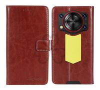 TienJueShi Marron Flip Retro Support à Rabat Cuir Housse Coque Étui Cas Couverture Protecteur Case Portefeuille Cover pour Oukitel WP53 Pro 6.52 inch
