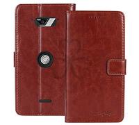 TienJueShi Marron Flip Retro Support à Rabat Cuir Housse Coque pour Crosscall Core-X4 5 inch Étui Cas TPU Silicone Couverture Protecteur Case Portefeuille Cover