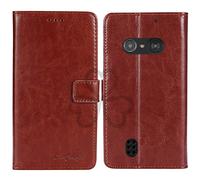 TienJueShi Marron Flip Retro Support à Rabat Cuir Housse Coque pour Doro 5860 5862 2.4 inch Étui Cas Couverture Protecteur Case Portefeuille Cover
