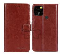TienJueShi Marron Flip Retro Support à Rabat Cuir Housse Coque pour Logicom Solar Pro 6.5 inch Étui Cas Couverture Protecteur Case Portefeuille Cover